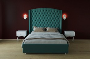Кровать Берлин ЛЮКС с ПМ 800 (велюр бирюзовый) в Надыме - nadym.ok-mebel.com | фото 2