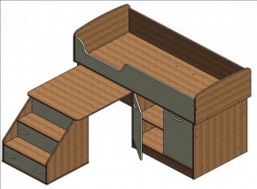 Кровать-чердак "Дюймовочка-2" Дуб молочный/орех в Надыме - nadym.ok-mebel.com | фото 2