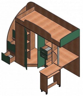 Кровать-чердак "Теремок-1 Гранд"  Дуб молочный/Венге в Надыме - nadym.ok-mebel.com | фото 3