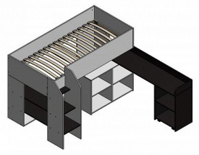 Кровать-чердак "Теремок-2" Дуб молочный/Оранжевый в Надыме - nadym.ok-mebel.com | фото 2