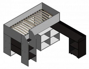 Кровать-чердак "Теремок-2" Дуб молочный/Оранжевый в Надыме - nadym.ok-mebel.com | фото 2