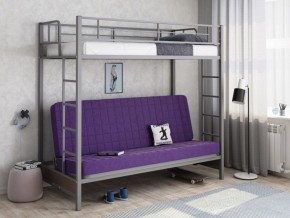 Кровать двухъярусная с диваном "Мадлен" (Серый/Фиолетовый) в Надыме - nadym.ok-mebel.com | фото 1