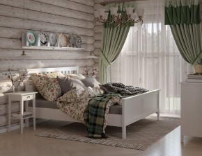 Кровать Кантри двухспальная 160х200, массив сосны, цвет белый в Надыме - nadym.ok-mebel.com | фото