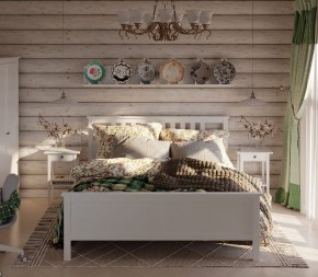 Кровать Кантри двухспальная 180х200, массив сосны, цвет белый в Надыме - nadym.ok-mebel.com | фото