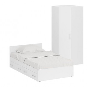 Кровать с ящиками 1200 + Шкаф угловой Стандарт, цвет белый, ШхГхВ 123,5х203,5х70 + 81,2х81,2х200 см., сп.м. 1200х2000 мм., без матраса, основание есть в Надыме - nadym.ok-mebel.com | фото
