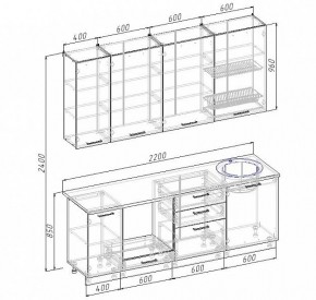 Кухонный гарнитур Антрацит 2200 (Стол. 26мм) в Надыме - nadym.ok-mebel.com | фото 3