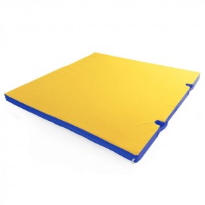 Мат гимнастический 1х1х0,08м с вырезом под стойки цв. синий-желтый в Надыме - nadym.ok-mebel.com | фото 1