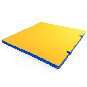 Мат гимнастический 1х1х0,05м с вырезом под стойки цв. синий-желтый в Надыме - nadym.ok-mebel.com | фото 1