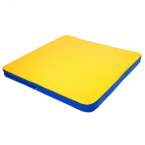 Мат гимнастический 1,36х1,36х0,08м складной закругленные углы цв. синий-желтый (для ДСК Игрунок) в Надыме - nadym.ok-mebel.com | фото
