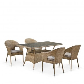 Обеденный комплект плетеной мебели T198B/Y79B-W56 Light Brown (4+1) в Надыме - nadym.ok-mebel.com | фото
