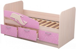 Кровать Дельфин 1,6 (Дуб молочный/фасад - Ламарти розовый) в Надыме - nadym.ok-mebel.com | фото