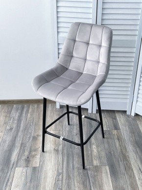 Полубарный стул ХОФМАН, цвет H-09 Светло-серый, велюр / черный каркас H=63cm М-City в Надыме - nadym.ok-mebel.com | фото 4