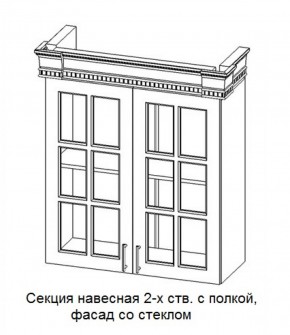 Секция навесная 2-х ств. с полкой "Верона", фасад со стеклом (800) в Надыме - nadym.ok-mebel.com | фото