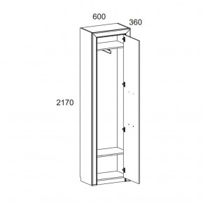 Шкаф 1DW, OLIVIA, цвет вудлайн крем/дуб анкона в Надыме - nadym.ok-mebel.com | фото 2