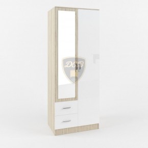 Шкаф 2-х створчатый с зеркалом Софи СШК 800.3 (дуб сонома/белый глянец) в Надыме - nadym.ok-mebel.com | фото
