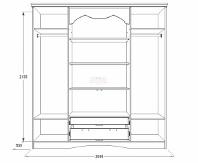 Шкаф 4-х дверный для одежды и белья Ольга-10 МДФ в Надыме - nadym.ok-mebel.com | фото 2
