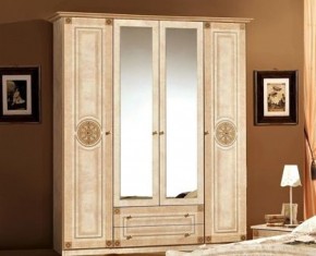 Шкаф 4-х дверный с зеркалами (02.144) Рома (беж) в Надыме - nadym.ok-mebel.com | фото