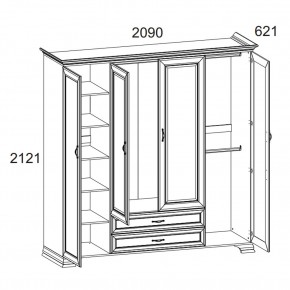 Шкаф 4D2S Z, TIFFANY, цвет вудлайн кремовый в Надыме - nadym.ok-mebel.com | фото