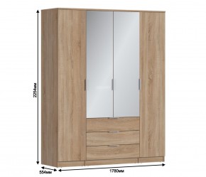 Шкаф 4х дверный с зеркалами Николь СБ-2595/1 (Дуб Сонома) в Надыме - nadym.ok-mebel.com | фото 3