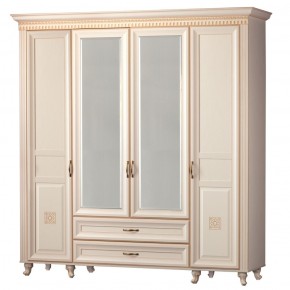 Шкаф для одежды 4-дверный с зеркалом №493 Марлен кремовый белый в Надыме - nadym.ok-mebel.com | фото 1