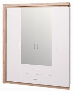 Шкаф для одежды с ящиками 4-х створчатый с зеркалом Люмен 16 в Надыме - nadym.ok-mebel.com | фото