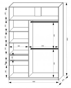 Шкаф-купе 1600 серии SOFT D8+D2+B2+PL4 (2 ящика+F обр.штанга) профиль «Графит» в Надыме - nadym.ok-mebel.com | фото 2