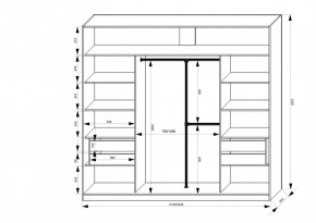 Шкаф-купе 2150 серии NEW CLASSIC K4+K4+K4+B22+PL4(по 2 ящика лев/прав+F обр.штанга) профиль «Капучино» в Надыме - nadym.ok-mebel.com | фото 3