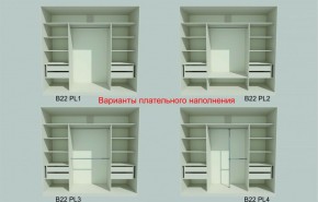 Шкаф-купе 2450 серии NEW CLASSIC K6Z+K1+K6+B22+PL2 (по 2 ящика лев/прав+1 штанга+1 полка) профиль «Капучино» в Надыме - nadym.ok-mebel.com | фото 6