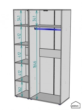 Шкаф Linnea MHR-3-1 2050х1200х510 (Графит-М 11.1.25) в Надыме - nadym.ok-mebel.com | фото 3