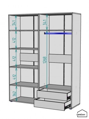 Шкаф Linnea MHR-4-2 2050х1600х510 (ДВ-М 11.1.25) в Надыме - nadym.ok-mebel.com | фото 3