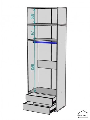 Шкаф с антресолью Linnea MHR-2A-3 2450х800х510 (Графит-М 11.1.25) в Надыме - nadym.ok-mebel.com | фото 3