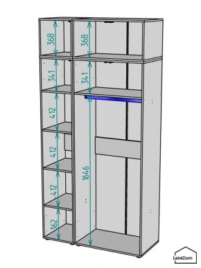 Шкаф с антресолью Linnea MHR-3A-1 2450х1200х510 (Графит-М 11.1.25) в Надыме - nadym.ok-mebel.com | фото 3