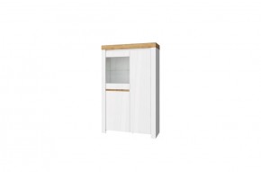 Шкаф с витриной 1V2D, TAURUS, цвет белый/дуб вотан в Надыме - nadym.ok-mebel.com | фото