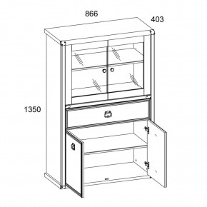 Шкаф с витриной 2V2D1SL, MAGELLAN, цвет Сосна винтаж в Надыме - nadym.ok-mebel.com | фото 3