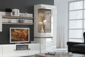 Шкаф с витриной 3D/TYP 01L, LINATE ,цвет белый/сонома трюфель в Надыме - nadym.ok-mebel.com | фото 6