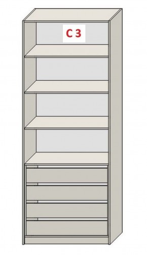 Шкаф СТАНДАРТ С3 4 ящика серия "ГЕСТИЯ" (Бело-серый/Дуб Небраска натуральный ) 800*520*2300 в Надыме - nadym.ok-mebel.com | фото 2