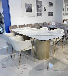 Стол BRONTE 220 KL-188 Контрастный мрамор матовый, итальянская керамика/ Шампань, ®DISAUR в Надыме - nadym.ok-mebel.com | фото 3