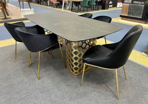 Стол CHIAVARI 220 KL-116 Черный мрамор матовый, итальянская керамика / бронзовый, ®DISAUR в Надыме - nadym.ok-mebel.com | фото 2