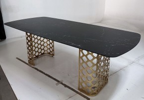 Стол CHIAVARI 220 KL-116 Черный мрамор матовый, итальянская керамика / бронзовый, ®DISAUR в Надыме - nadym.ok-mebel.com | фото 4
