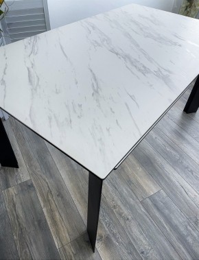 Стол CREMONA 180 KL-99 Белый мрамор матовый, итальянская керамика / черный каркас, ®DISAUR в Надыме - nadym.ok-mebel.com | фото 2