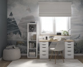 Стол письменный Ингар 2/55 140x75x55, дуб беленый/белый в Надыме - nadym.ok-mebel.com | фото 4