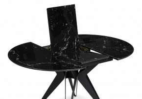 Стол стеклянный Рикла 110(150)х110х76 черный мрамор / черный в Надыме - nadym.ok-mebel.com | фото 4