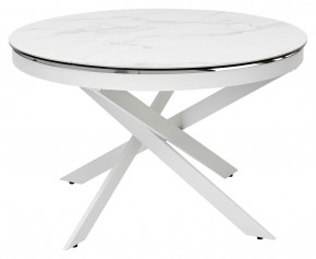 Стол TRENTO 120 HIGH GLOSS STATUARIO Белый мрамор глянцевый, керамика/ белый каркас, ®DISAUR в Надыме - nadym.ok-mebel.com | фото 2