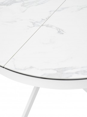 Стол TRENTO 120 HIGH GLOSS STATUARIO Белый мрамор глянцевый, керамика/ белый каркас, ®DISAUR в Надыме - nadym.ok-mebel.com | фото 4