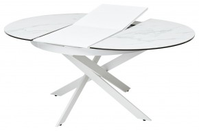 Стол TRENTO 120 HIGH GLOSS STATUARIO Белый мрамор глянцевый, керамика/ белый каркас, ®DISAUR в Надыме - nadym.ok-mebel.com | фото 5