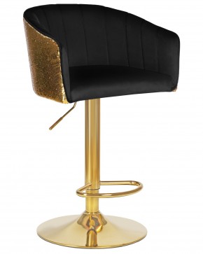 Стул барный DOBRIN DARCY GOLD SHINY, черный велюр с золотыми пайетками в Надыме - nadym.ok-mebel.com | фото