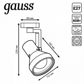 Светильник на штанге Gauss Track Light TR005 в Надыме - nadym.ok-mebel.com | фото 6
