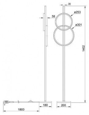 Торшер Arte Lamp Fluido A3913PN-24BK в Надыме - nadym.ok-mebel.com | фото 2