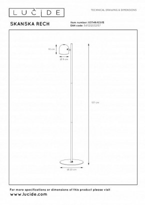 Торшер Lucide Skanska Rech 3749/03/15 в Надыме - nadym.ok-mebel.com | фото 5