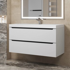 Тумба под раковину Uperwood Tanos 100 см, подвесная, белая/графит в Надыме - nadym.ok-mebel.com | фото